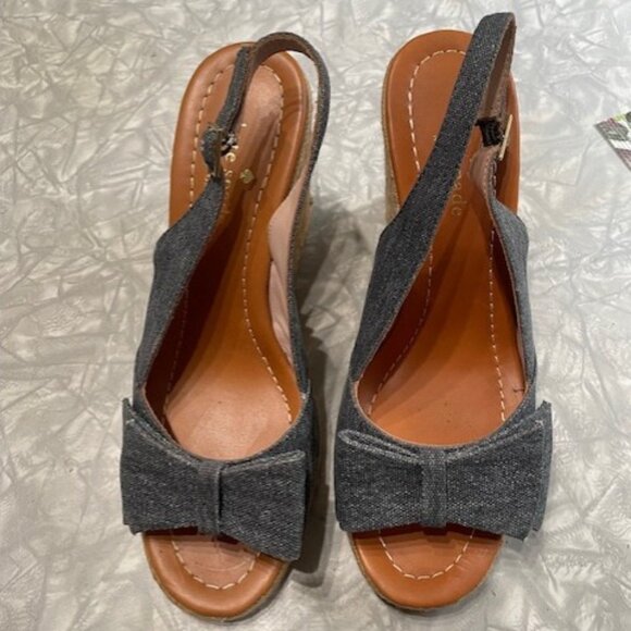 Kate Spade Denim Straw Leather Made in Italy Women’s 7 - Picture 5 of 6